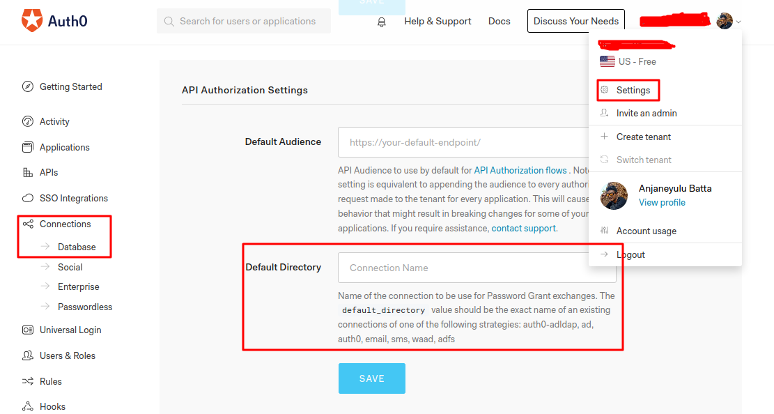 Auth0 API app detail