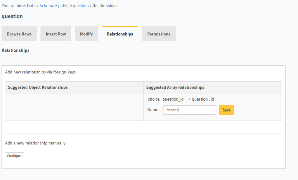 Hasura GraphQL relationships